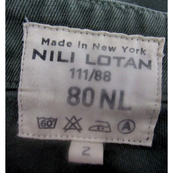 Nili Lotan 2 Slouchy Linen Luna Pant $395 Drop Crotch Crop Cotton Army Green NWT - Picture 9 of 10